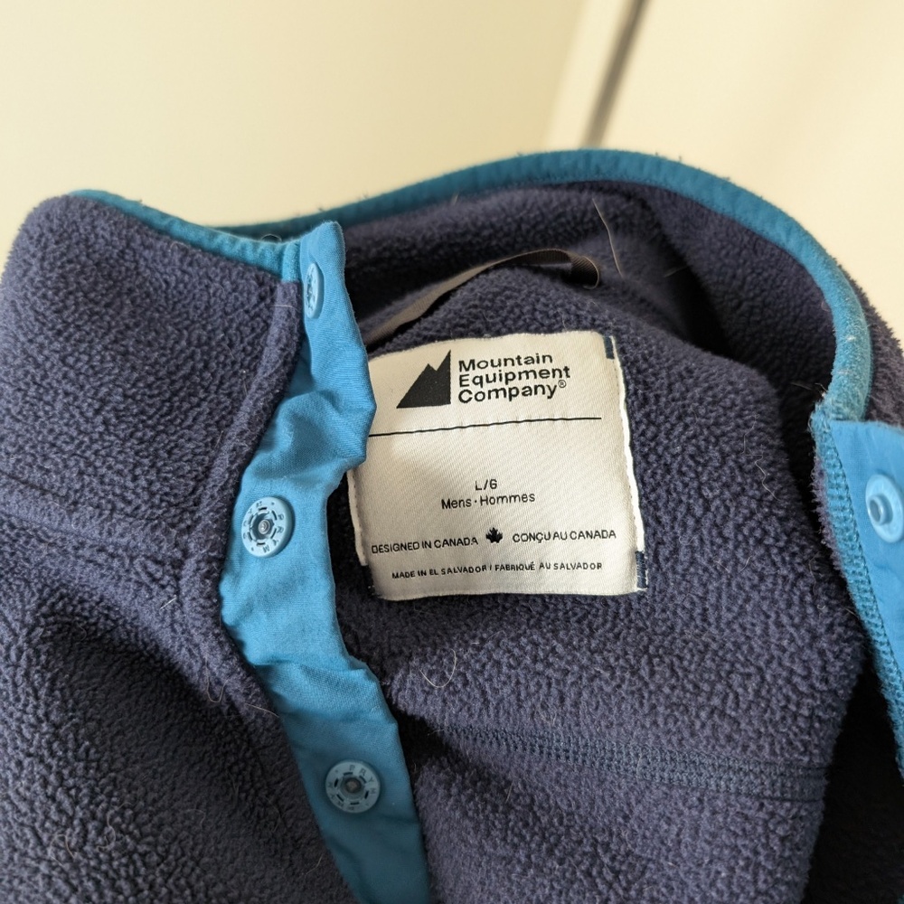 MEC Fleece Pullover Mountain Equipment Company Long Sleeve Quarter Button Up - Picture 8 of 10